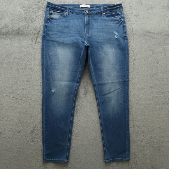 KanCan Jeans Women's Size 3XL Blue Mid-Rise Skinny Denim 29.5" Inseam Distressed - Picture 1 of 14